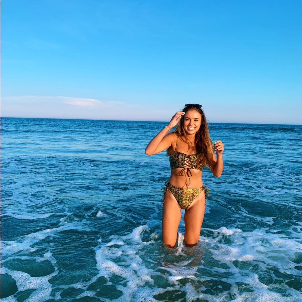 Dippin Daisy’s high waisted snake print bikini